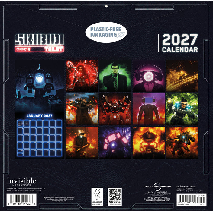 Skibidi Toilet 2027 Square Wall Calendar (Online Exclusive)