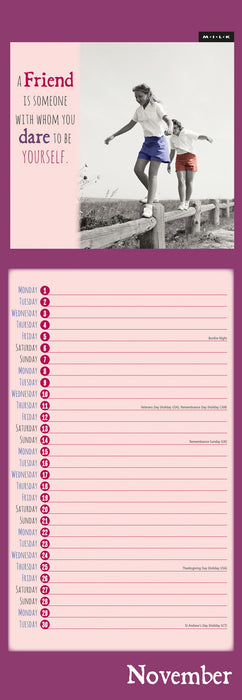 Milk Friendship 2027 Slimline Wall Calendar