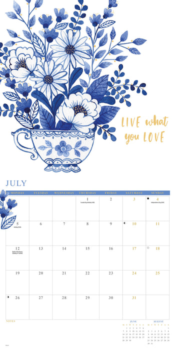 China Blue Orchard Design 2027 Square Wall Calendar