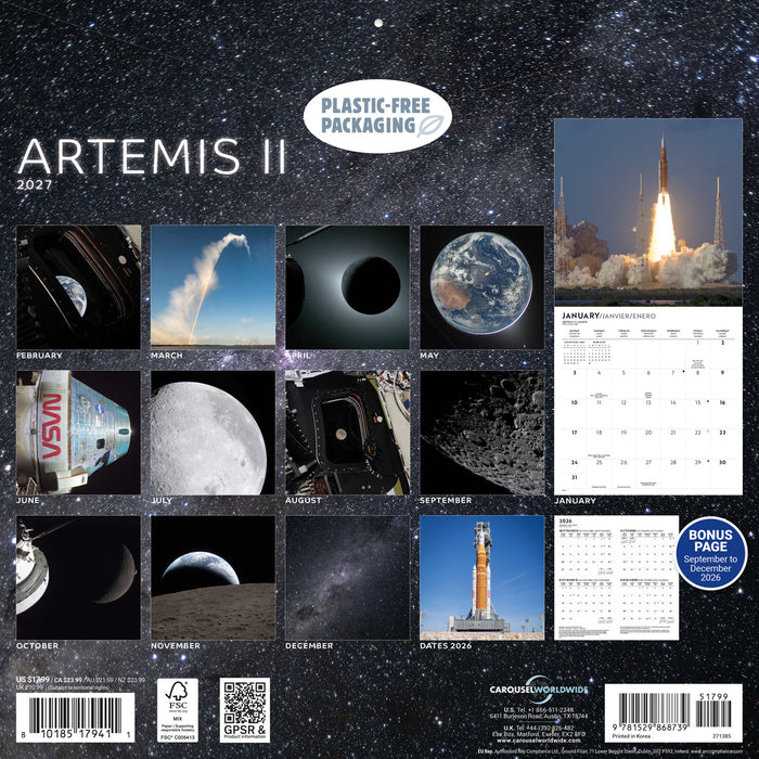 Artemis II 2027 Square Wall Calendar