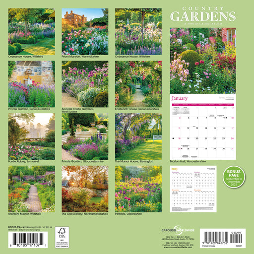 Country Gardens 2026 Square Wall Calendar