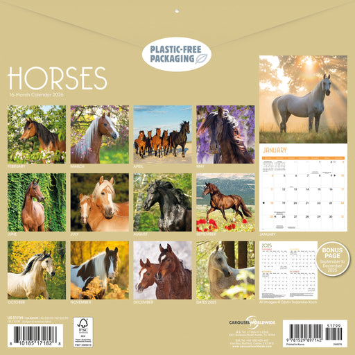 Horses 2026 Square Wall Calendar