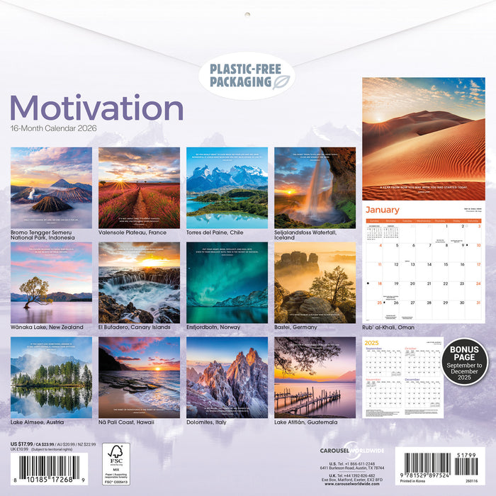 Motivation 2026 Square Wall Calendar