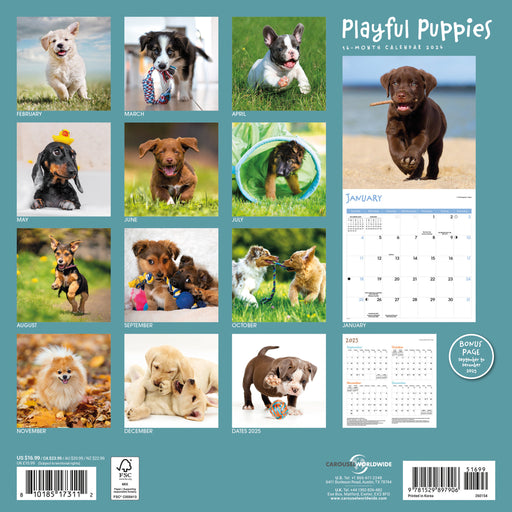 Playful Puppies 2026 Square Wall Calendar