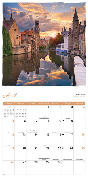 Romantic Europe 2026 Square Wall Calendar