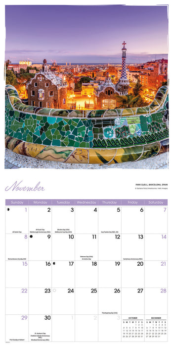 Romantic Europe 2026 Square Wall Calendar