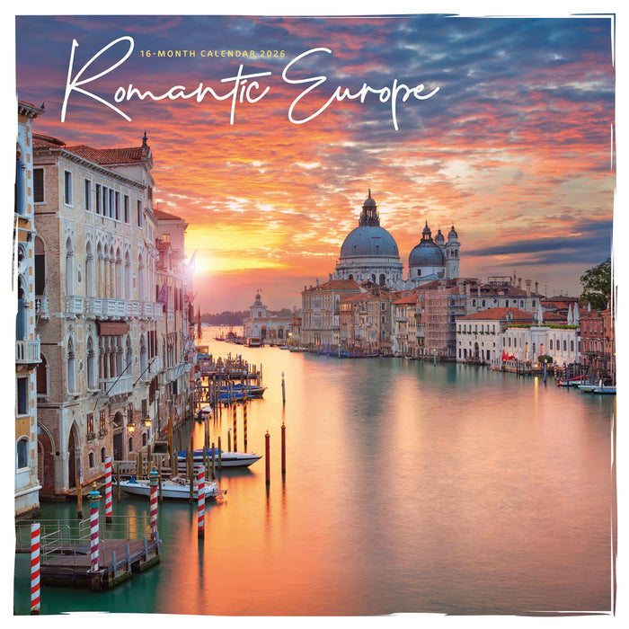 Romantic Europe 2026 Square Wall Calendar
