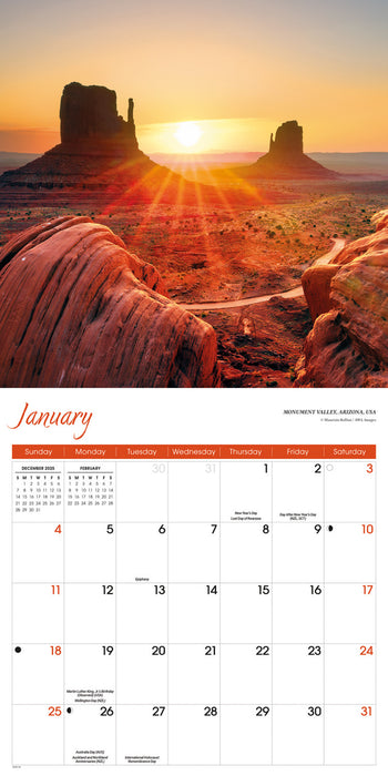 Sunrise Sunset 2026 Square Wall Calendar