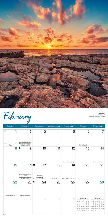 Sunsets 2026 Mini Wall Calendar