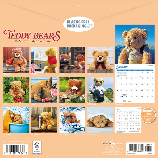 Teddy Bears 2026 Square Wall Calendar