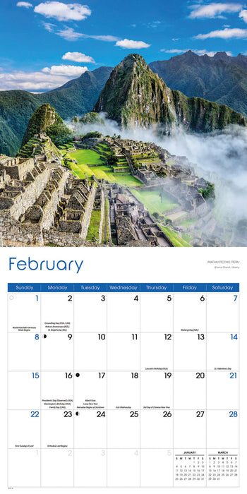 World Wonders 2026 Square Wall Calendar
