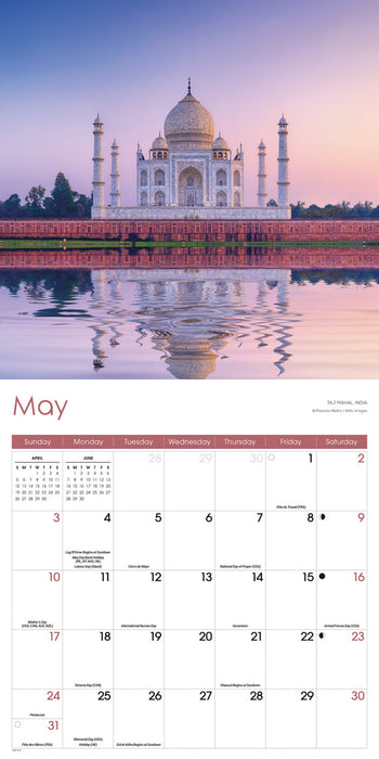 World Wonders 2026 Square Wall Calendar