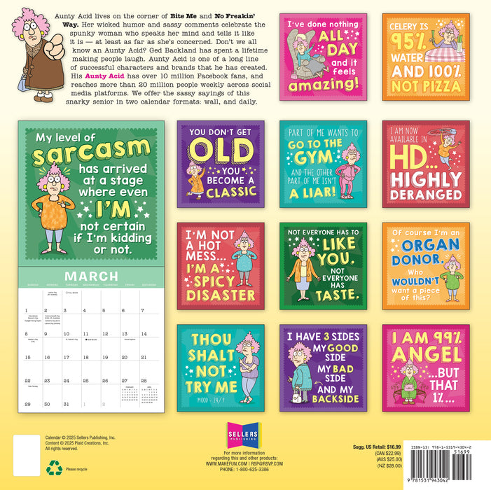 Aunty Acid 2026 Square Wall Calendar