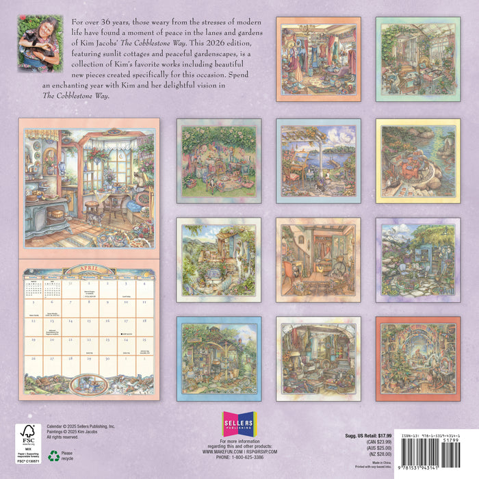 The Cobblestone Way — Kim Jacobs 2026 Square Wall Calendar