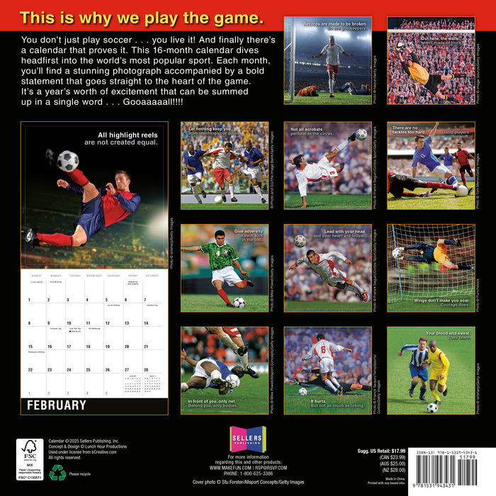 Soccer 2026 Square Wall Calendar