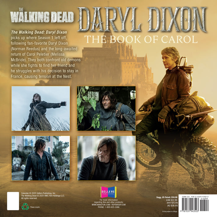 Walking Dead Daryl Dixon 2026 Square Wall Calendar