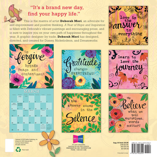 A Year of Hope and Inspiration D Mori 2026 Square Wall Calendar