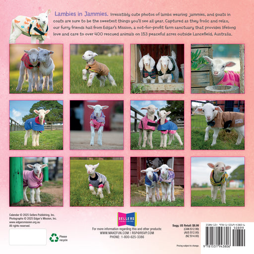 Lambies in Jammies and Goats in Coats 2026 Mini Wall Calendar