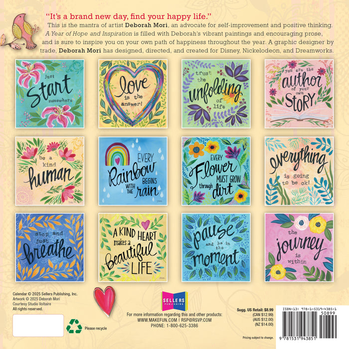 Year of Hope and Inspiration D Mori 2026 Mini Wall Calendar