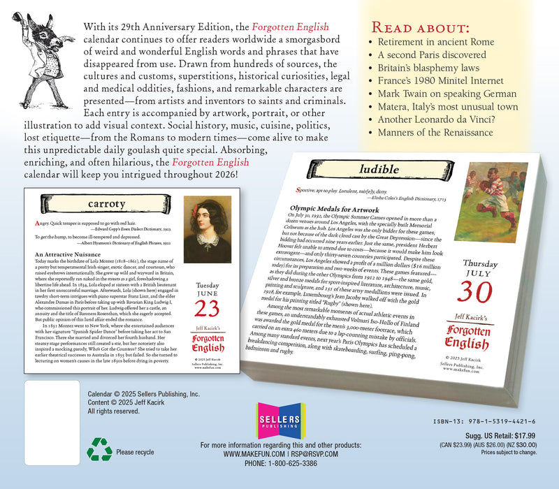 Forgotten English 2026 Page-A-Day Calendar