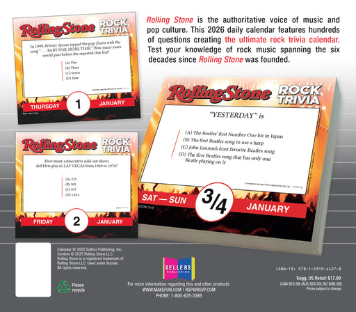 Rolling Stone Rock Trivia 2026 Page-A-Day Calendar