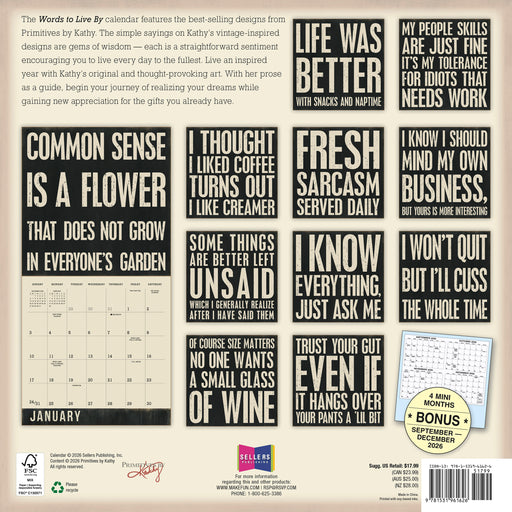 Words to Live By 2027 Square Wall Calendar