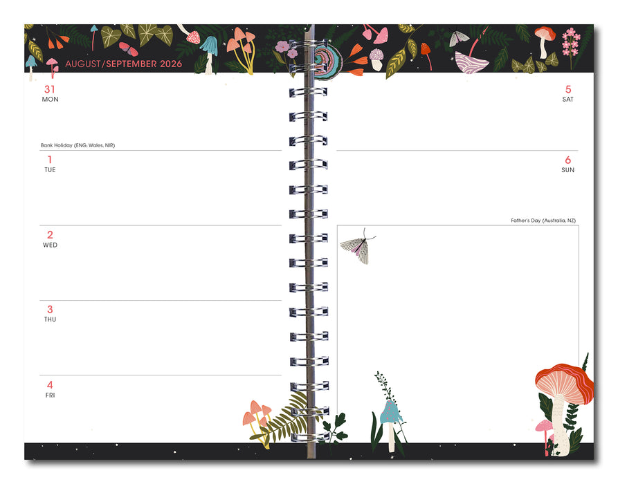Enchanted Mushroom Garden 2027 Weekly Diary
