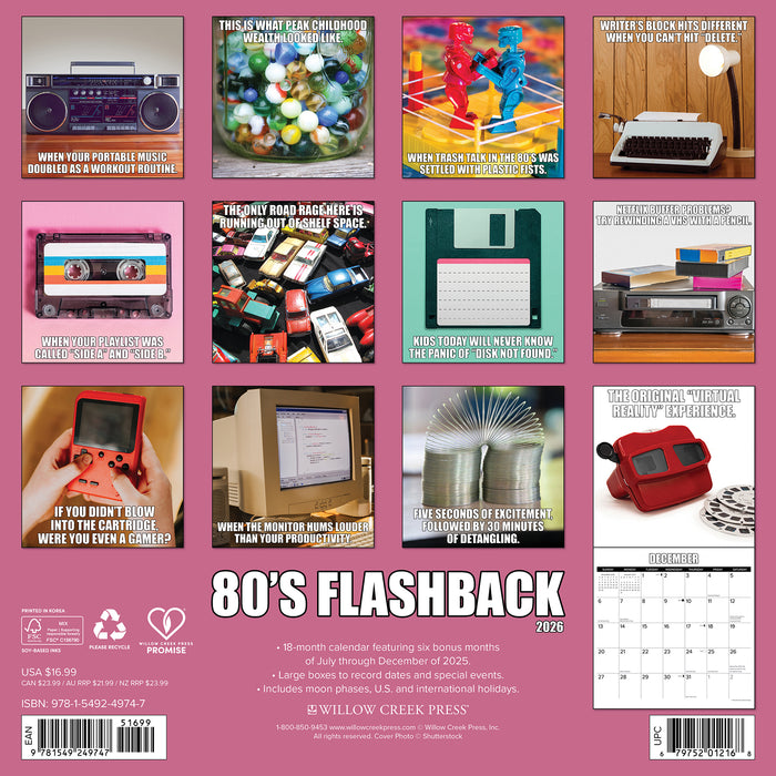 80s Flashback 2026 Square Wall Calendar