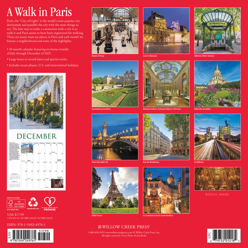 A Walk in Paris 2026 Square Wall Calendar