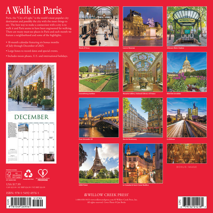 A Walk in Paris 2026 Square Wall Calendar