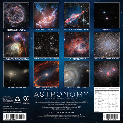 Astronomy 2026 Square Wall Calendar