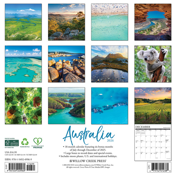Australia 2026 Square Wall Calendar
