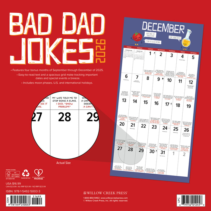 Bad Dad Jokes 2026 Square Wall Calendar