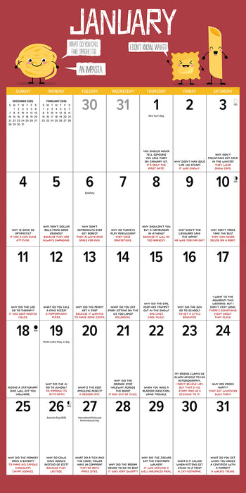 Bad Dad Jokes 2026 Square Wall Calendar