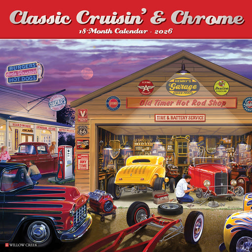 Classic Cruisin' and Chrome 2026 Square Wall Calendar