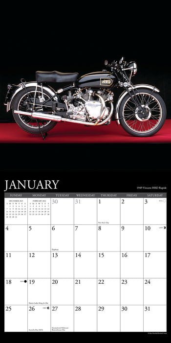 Classic Motorcycles 2026 Square Wall Calendar