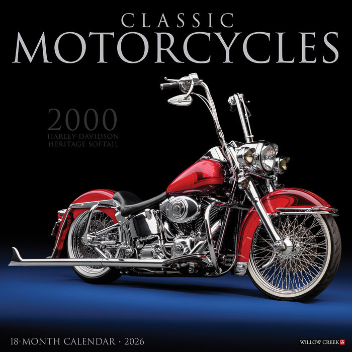Classic Motorcycles 2026 Square Wall Calendar