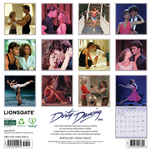 Dirty Dancing 2026 Square Wall Calendar