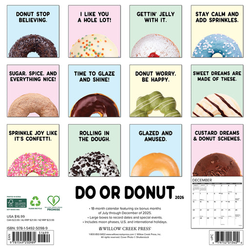 Do or Donut 2026 Square Wall Calendar