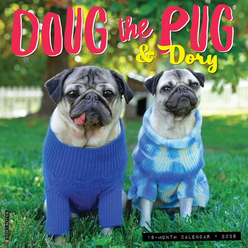 Doug the Pug & Dory 2026 Square Wall Calendar