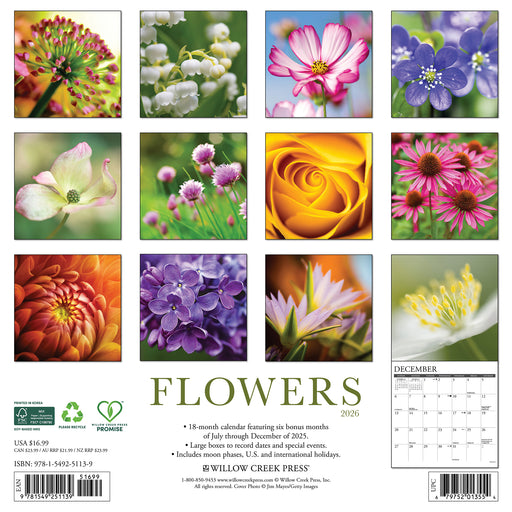 Flowers 2026 Square Wall Calendar