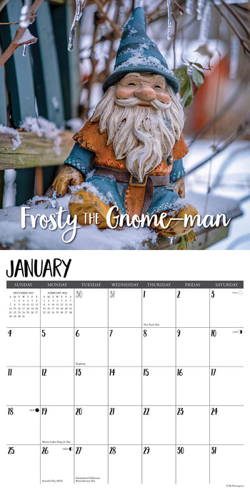 Garden Gnomes 2026 Square Wall Calendar