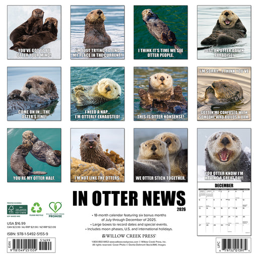 In Otter News 2026 Square Wall Calendar