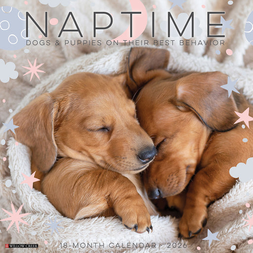 Naptime Dogs and Puppies on their Best Behavior 2026 Square Wall Calendar