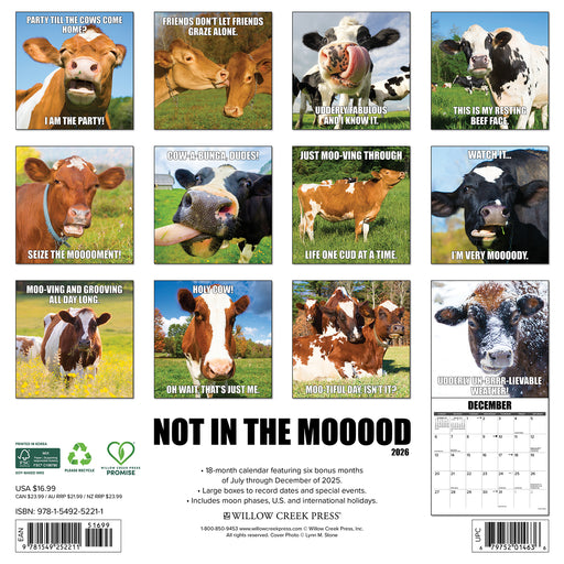 Not in the Mooood 2026 Square Wall Calendar