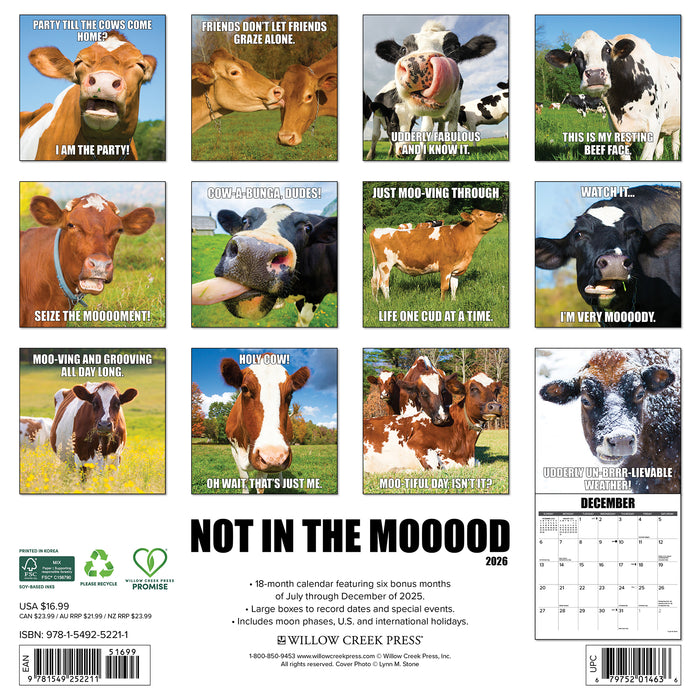 Not in the Mooood 2026 Square Wall Calendar