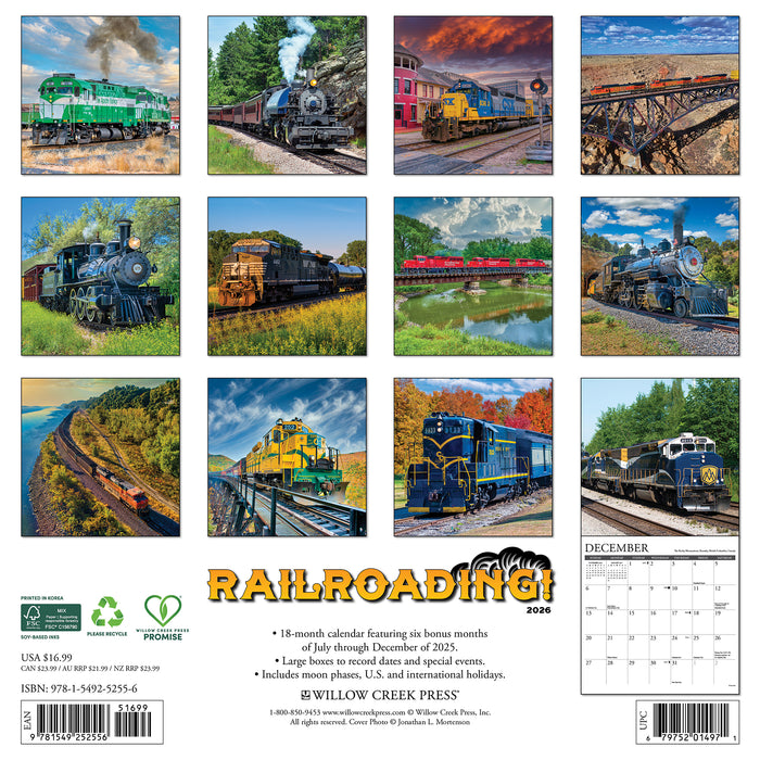 Railroading 2026 Square Wall Calendar