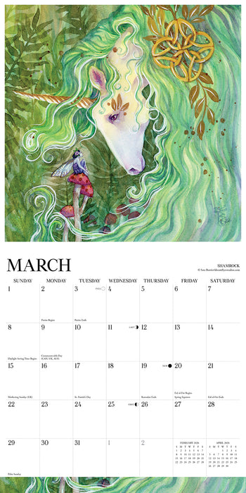 Unicorns by Sara Burrier 2026 Square Wall Calendar