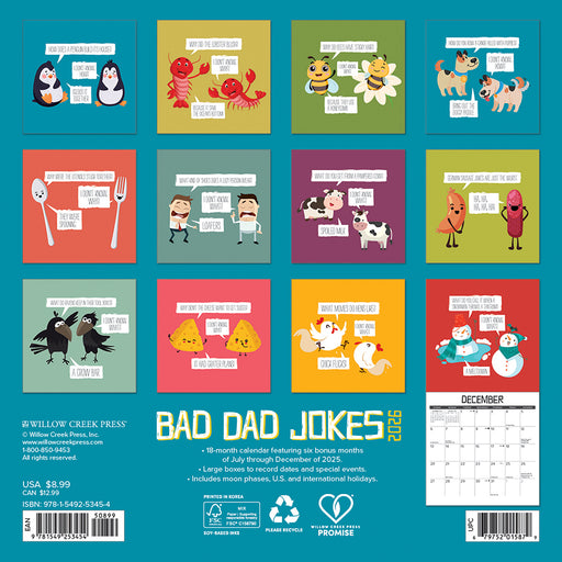 Bad Dad Jokes 2026 Mini Wall Calendar