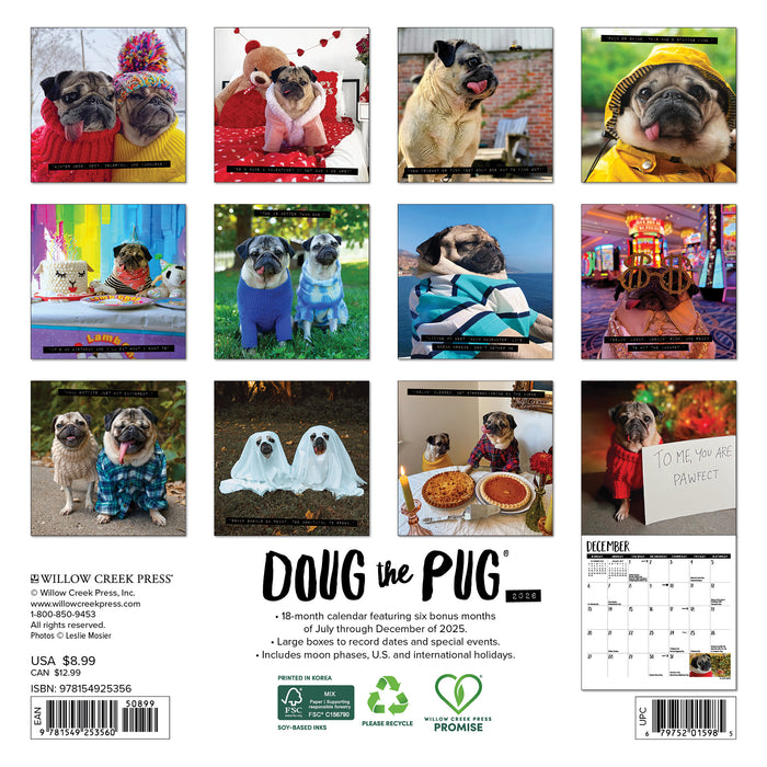 Doug the Pug 2026 Mini Wall Calendar